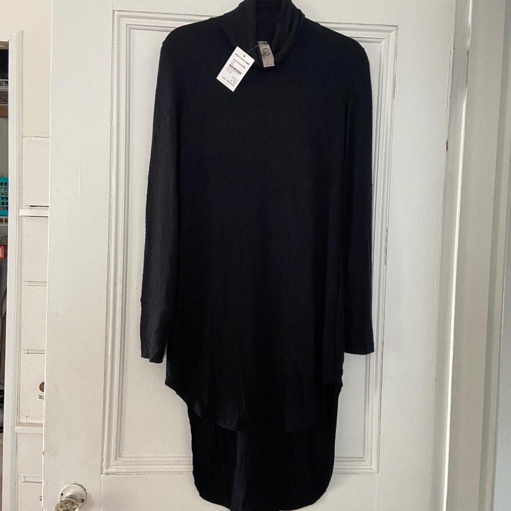 Women's black turtleneck knit dress